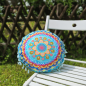 Preview: Rundes Kissen Mandala Blume klein 33cm